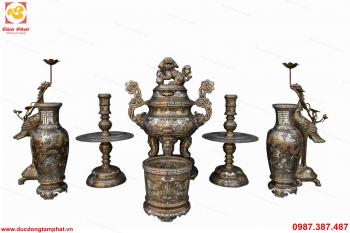 Đỉnh đồng khảm ngũ sắc, đồ thờ bằng đồng 