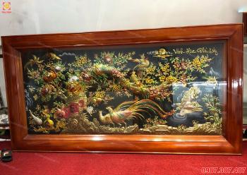 Tranh Vinh Hoa Phú Qúy Chạm Tam Khí Tinh Xảo 1m3