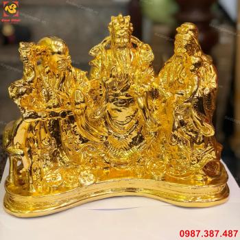 Tượng tam đa, tượng phúc lộc thọ bằng đồng mạ vàng 24k