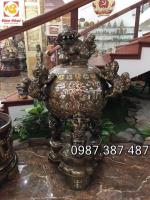 Đỉnh thất lân vờn cầu cao 150cm khảm ngũ sắc chất lượng cao