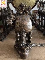 Đỉnh thất lân vờn cầu cao 150cm khảm ngũ sắc chất lượng cao