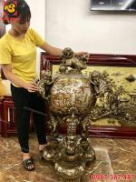 Đỉnh  thất lân, đỉnh quả bóng đồng vàng tinh xảo, giá rẻ
