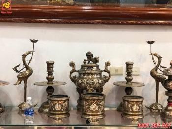 Đỉnh đồng tam khí 50cm, 5 chữ bạc cực đẹp