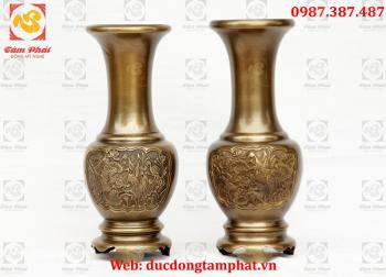 Lọ hoa bằng đồng, lọ hoa bằng đồng vàng cao 40cm 