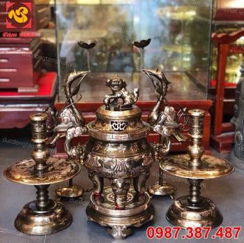 Đỉnh đồng đỏ phớt nỉ rồng nổi đẹp xuất sắc