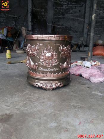 Bát hương đồng đỏ cạo màu