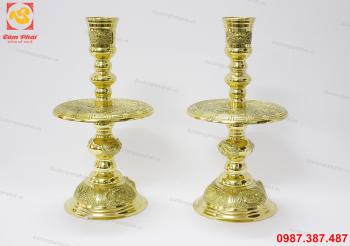 Đôi nến đồng vàng đúc máy