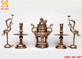 Ngũ sự đỉnh đồng đỏ cạo màu