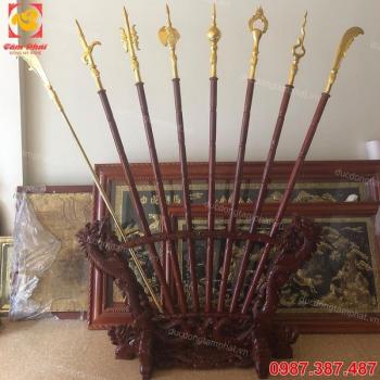 Bộ binh khí bát bửu bằng đồng, mạ vàng 24k ấn tượng