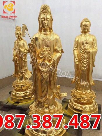 Tượng các vị Bồ Tát bằng đồng thếp vàng bền đẹp, tinh xảo