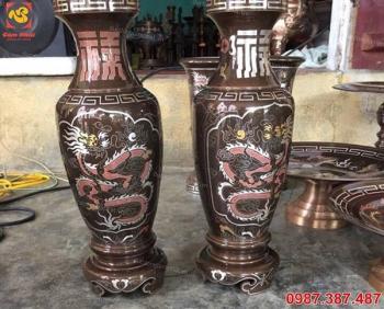Lọ lục bình đẹp khảm tam khí cao cấp, hình thức sang trọng