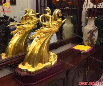 Tượng Thánh Gióng bằng đồng thếp vàng 9999 cao 20, 30cm, 40cm, 60cm