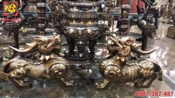 Đôi tỳ hưu bằng đồng phớt nỉ dài 40cm tuyệt đẹp.!!