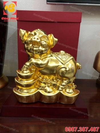 Lợn đồng phong thủy thếp vàng 9999 tinh xảo, đẹp mắt, chất lượng