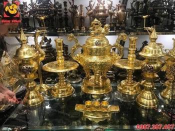 Bộ ngũ sự cao 60cm đồng đỏ thếp vàng 9999 bàn giao cho khách.!!