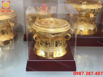 Trống đồng, trống đồng mạ vàng đường kính 15 cm 