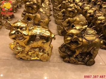 Linh vật heo phong thuỷ bằng đồng mạ vàng tuyệt đẹp, kích thước đa dạng.!!
