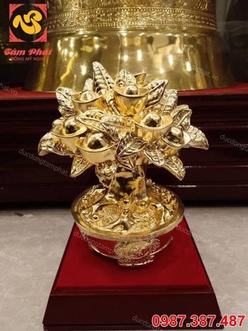 Cây tiền tài lộc mạ vàng 24k - vật phẩm phong thủy để bàn