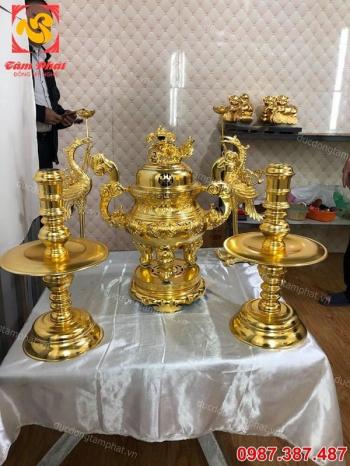 Bộ ngũ sự cao 50cm mạ vàng 24k tuyệt đẹp.!!