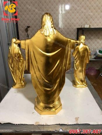 Bộ ba tượng đồng Đức Mẹ Maria, Đức Chúa Giêsu và Thánh Giuse thếp vàng 9999, cao 40cm và 50cm (Phần 2)