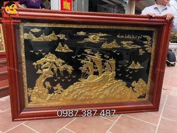 Tranh Thuận Buồm Xuôi Gió mạ vàng 24k tuyệt đẹp kích thước 2m3 x 1m2