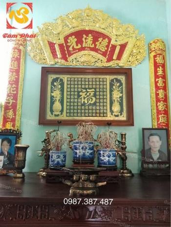 Hoành phi cuốn thư câu đối mạ vàng 24k lắp đặt cho khách..!