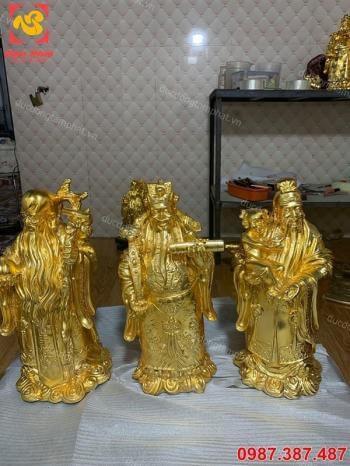 Tượng đồng Tam đa Phúc Lộc Thọ cao 40cm mạ vàng 24k