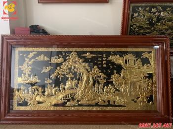 Tranh đồng Vinh quy bái tổ 2m3 x 1m2 mạ vàng 24k