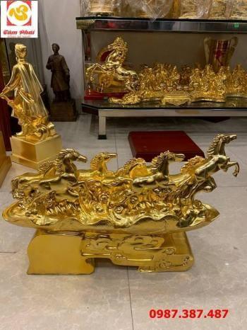 Tượng mã đáo thành công mạ vàng 24k dài 50cm cực sang trọng