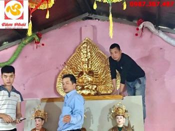 Tượng đồng Thiên Thủ Thiên Nhãn thếp vàng 9999 cao 1m07 bàn giao và lắp đặt cho chùa..!