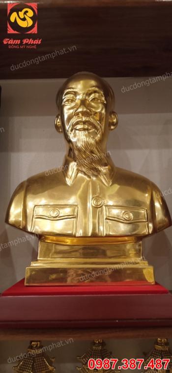 Tượng Bác Hồ bán thân cao 42cm mạ vàng 24k cực đẹp để hội trường..!