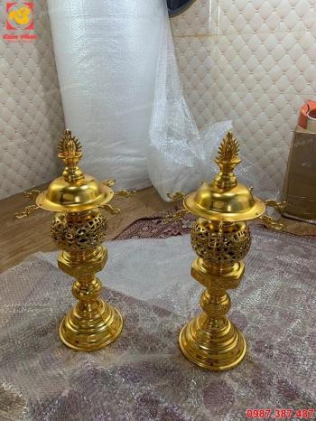 Đèn thờ bằng đồng cao 55cm mạ vàng 24k giá xưởng..!