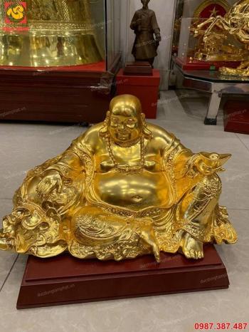 Tượng Phật Di Lặc bằng đồng mạ vàng 24k dài 45cm tuyệt đẹp..!