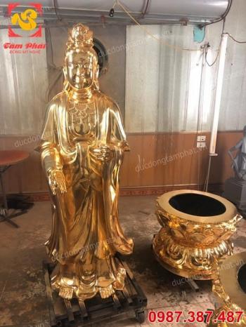 Tượng đồng Đại Thế Chí Bồ Tát cao 2m1 đồng đỏ mạ vàng 24k..!
