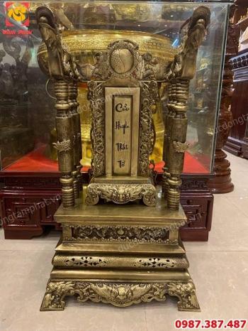 Ngai thờ bằng đồng cao 81cm và bài vị thờ giả cổ cực tinh xảo, sắc nét..!