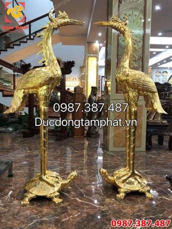 Đúc hạc đồng cỡ lớn mạ vàng 24k cho đình, chùa , miếu mạo, nhà thờ, gia tiên..!!