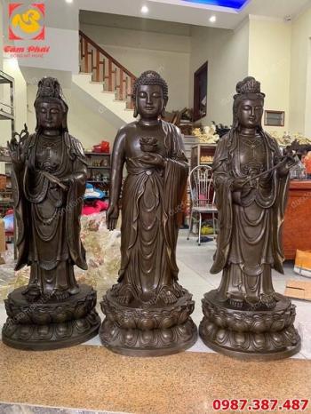 Đúc tượng Phật, bộ Tam thánh cao 1m2 Đức Adida, Quán Thế Âm, Đại Thế Chí Bồ Tát tuyệt đẹp..!