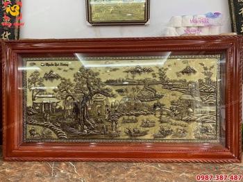 Tranh đồng Cội Nguồn Quê Hương xước giả cổ đẹp hoàn hảo trang trí phòng khách..!