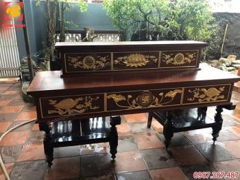 Thếp vàng quỳ 9999 sập thờ gỗ hương cho khách Diễn Châu - Nghệ An tuyệt đẹp..!