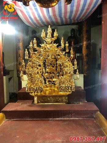 Thếp vàng 9999 toà Cửu Long bằng đồng cao 1m7 cho chùa Diên Phúc tuyệt đẹp..!