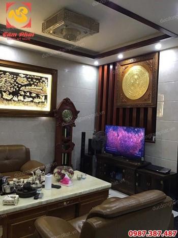 Mặt trống đồng đường kính 1m1- khung gỗ 1m5 mạ vàng 24k lắp đặt anh Thắng Cục cảnh sát giao thông..!