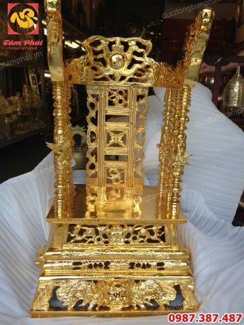 Ngai thờ bằng đồng đỏ đúc nặng 90kg cao 81cm mạ vàng 24k