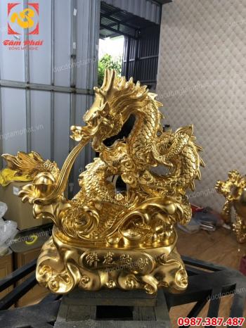 Linh vật phong thuỷ rồng thiếp vàng 9999 cao 40cm mang tài lộc, công danh, may mắn, sức khoẻ..!