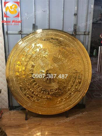 Tranh mặt trống đồng đường kính 1m27 bản đồ Việt Nam mạ vàng 24k cực sang..!