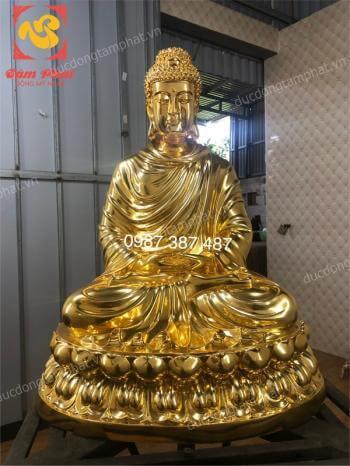 Đúc tượng Phật Thích Ca Mâu Ni cao 70cm bằng đồng mạ vàng 24k