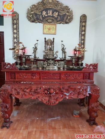Bộ đồ thờ bằng đồng đầy đủ giá xưởng lắp đặt tại Phúc Thọ- Hà Nội