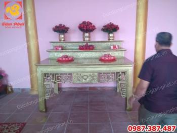 Đúc bàn thờ bằng đồng nguyên chất lắp đặt tại Hải Phòng dài 1m97 tuyệt đẹp..!