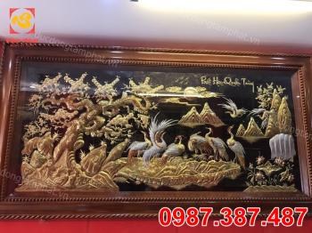 Tranh Tùng Hạc Diên Niên Trạm Tinh Xảo 2m3