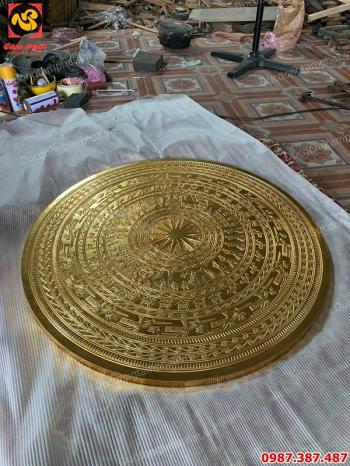 Mặt trống đồng đúc đường kính 1m thếp vàng 9999 đã hoàn thành cho khách hàng..!