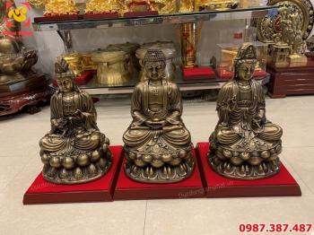 Tượng Phật Tây Phương tam thánh cao 48cm giả cổ tuyệt đẹp..!